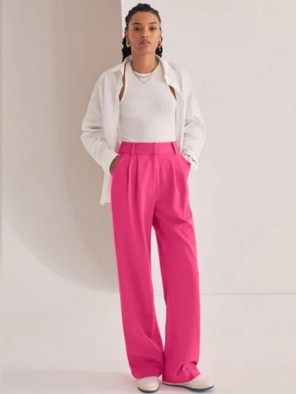Favorite Daughter Hot Pink Wide-Leg Trousers